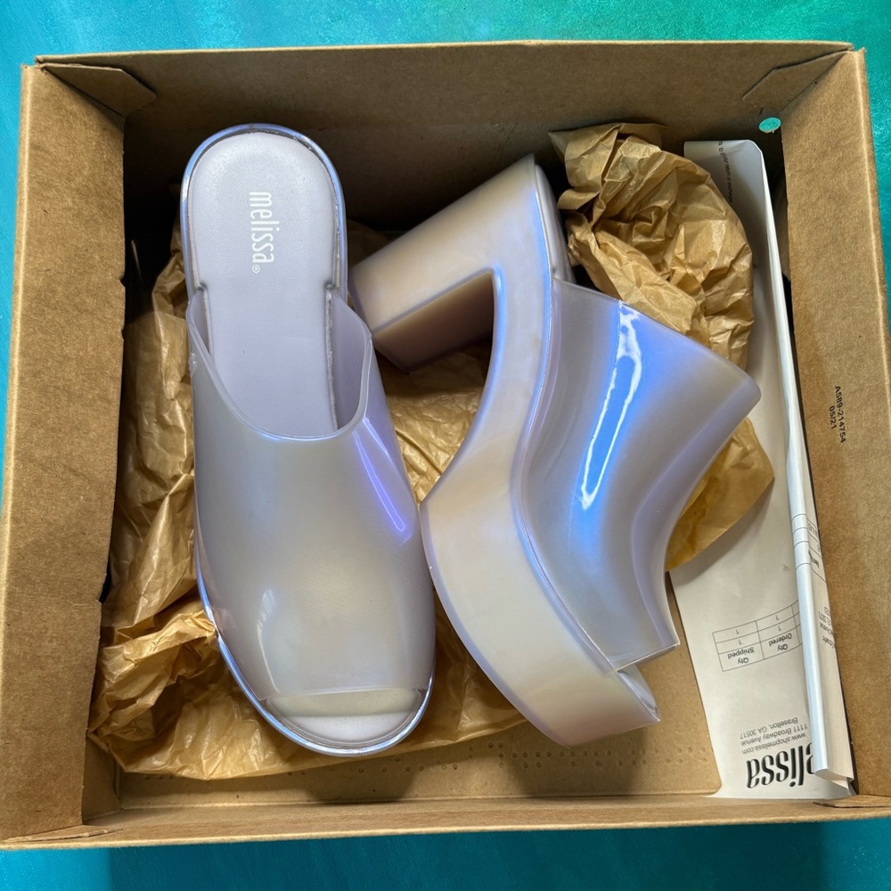 Melissa Platform Mules in Iridescent Lavender